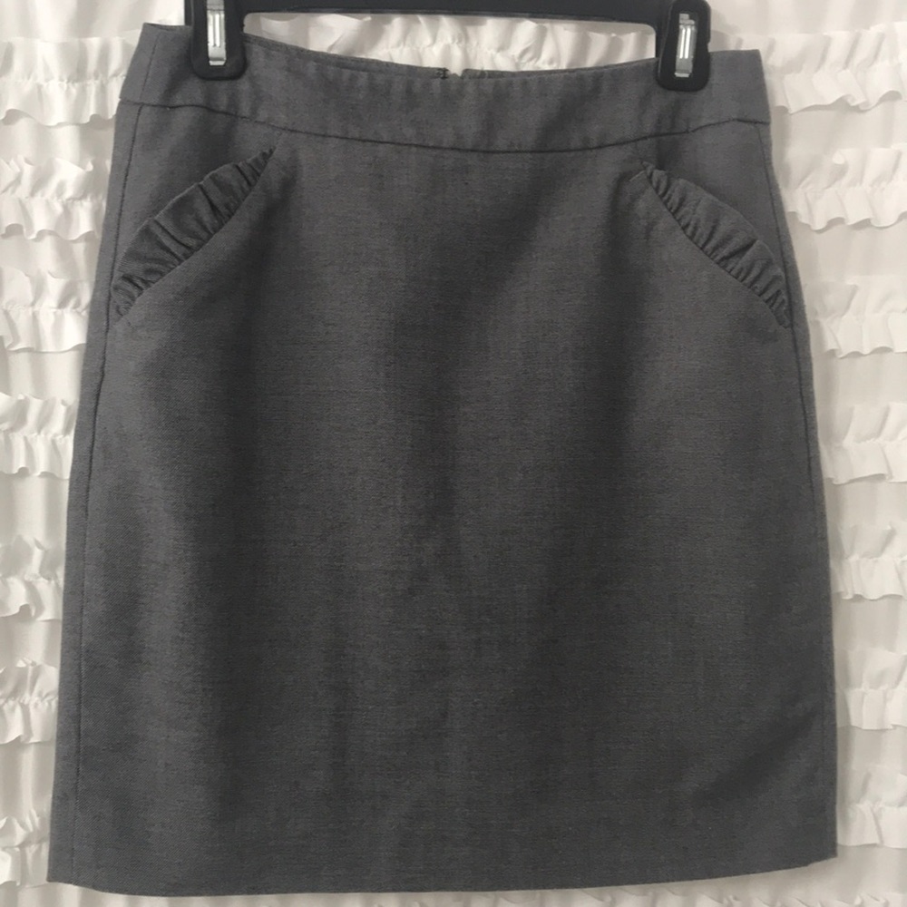 Gray Loft Pencil Skirt, Ruffle Pockets